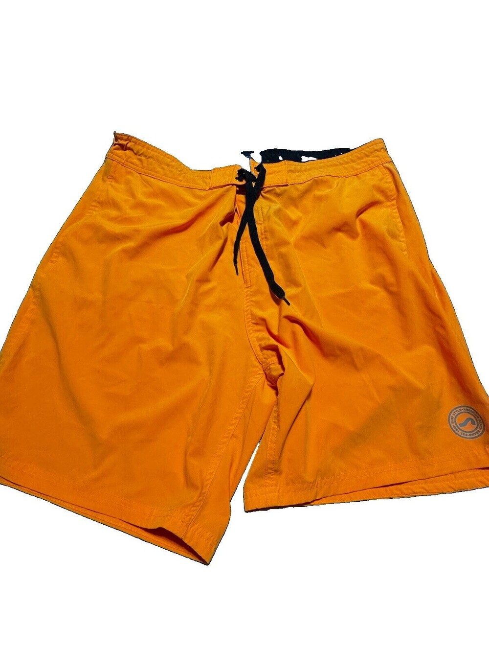Surf Style Board Shorts Mens Size 38 Orange Swim Trunks Drawstring Surf